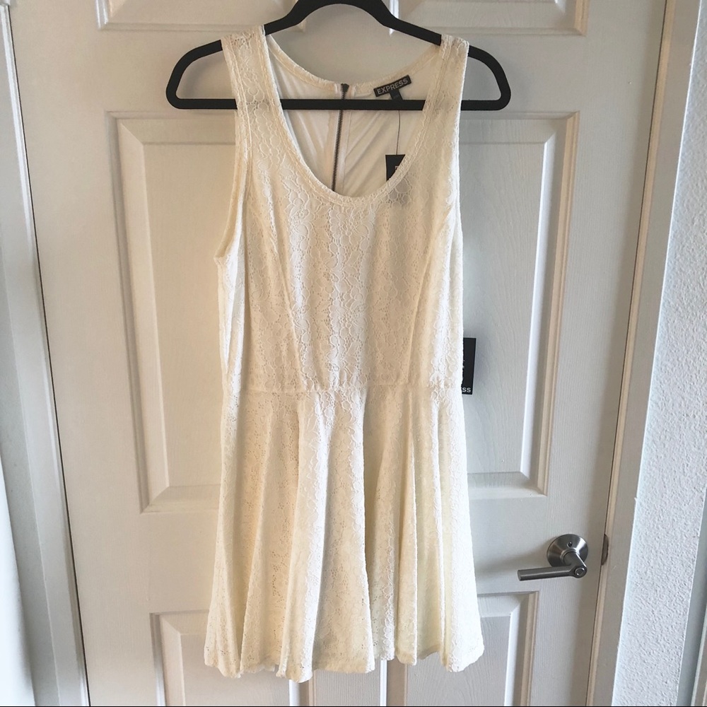 Express Off White Lace Skater Dress